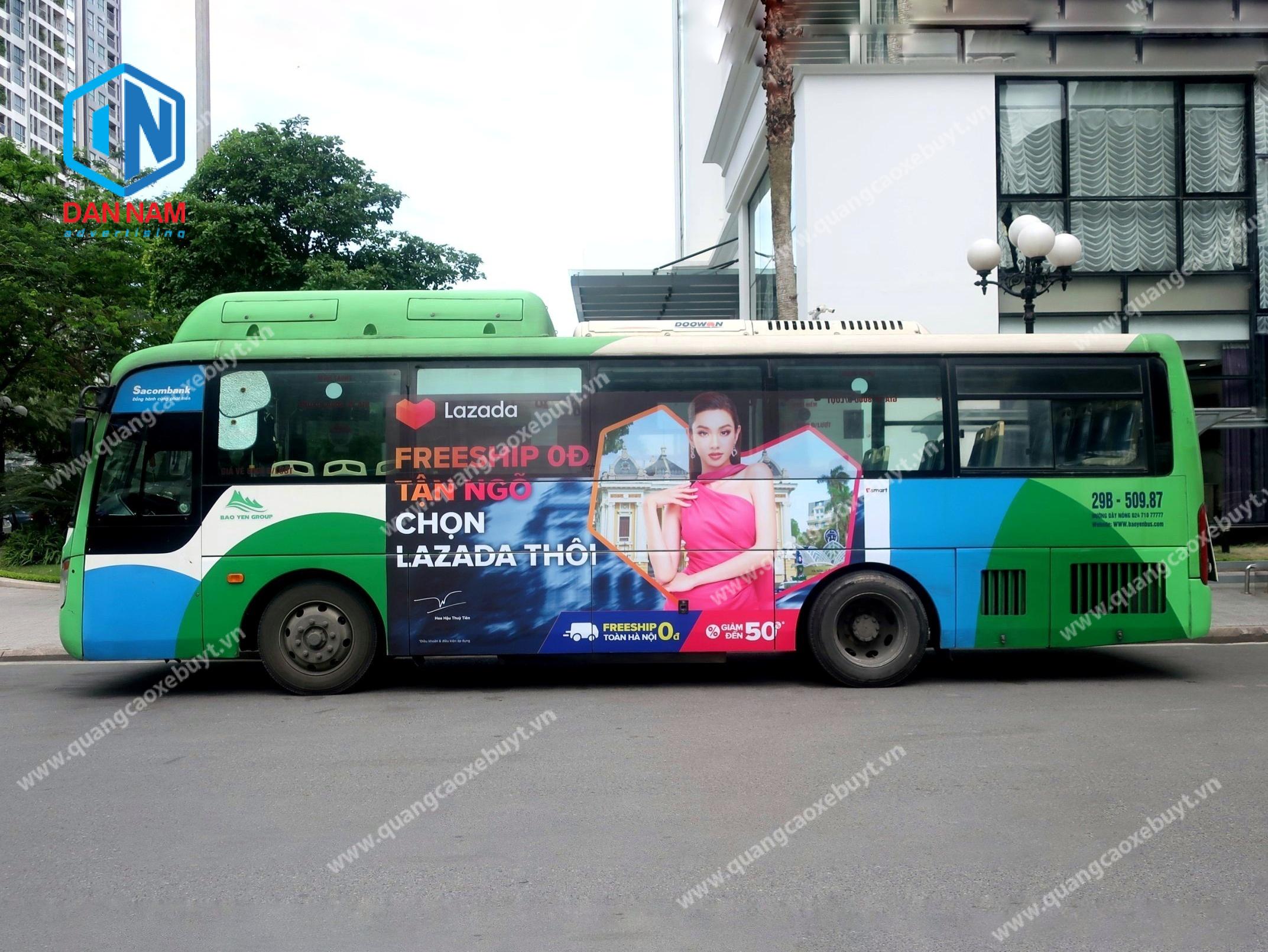 Quảng cáo tràn kính xe bus tại Hà Nội