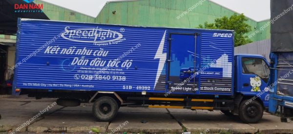 Dán decal quảng cáo xe tải gợn sóng - xe gân Dán decal quảng cáo xe tải gợn sóng - xe gân