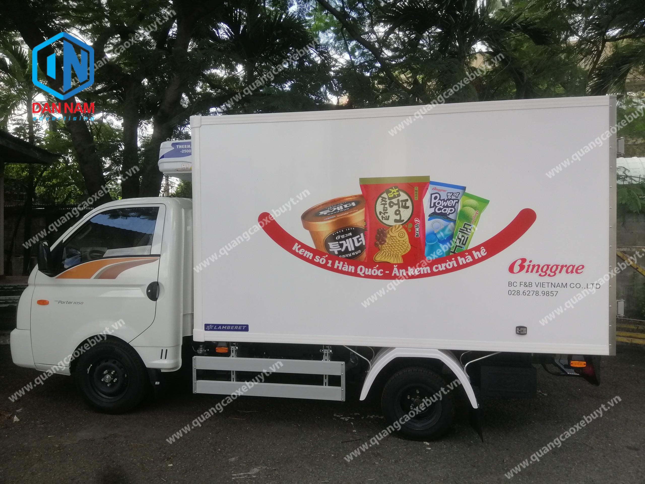 Dán decal thùng xe tải - xe tải đông lạnh  Dán decal thùng xe tải - xe tải đông lạnh